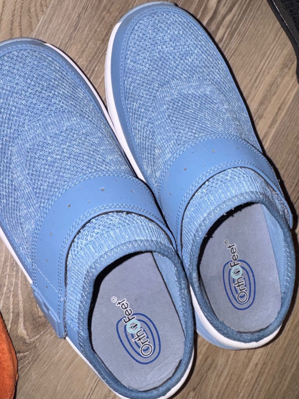 OrthoFeet Men's Light Blue Slip-On Loafers